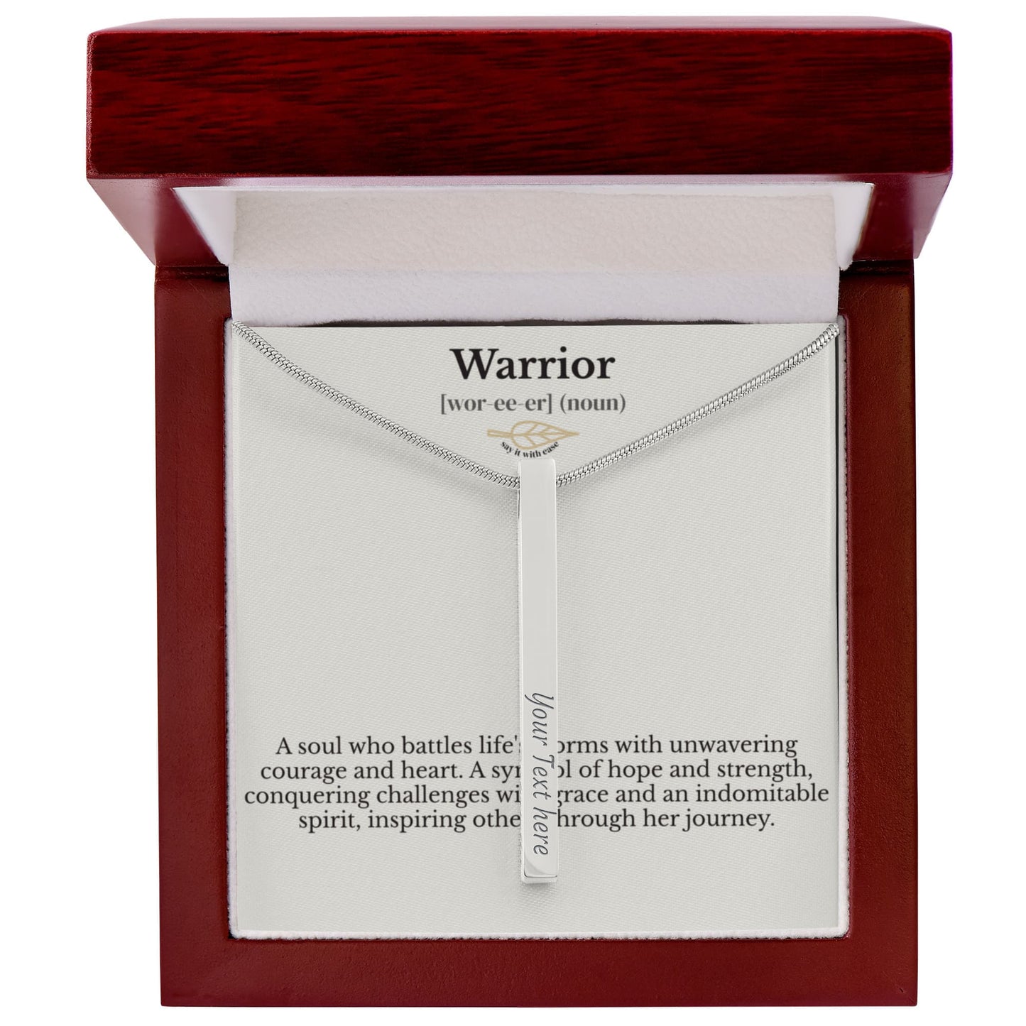 Engraved 4-Sided Stick Necklace - Warrior