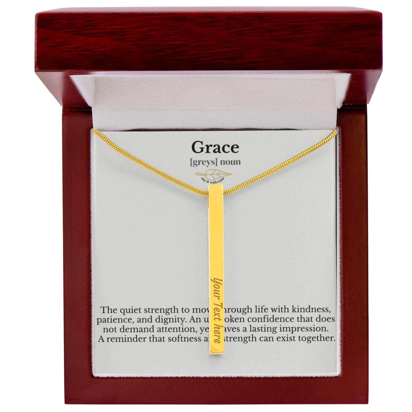 Engraved 4-Sided Bar Necklace - Grace