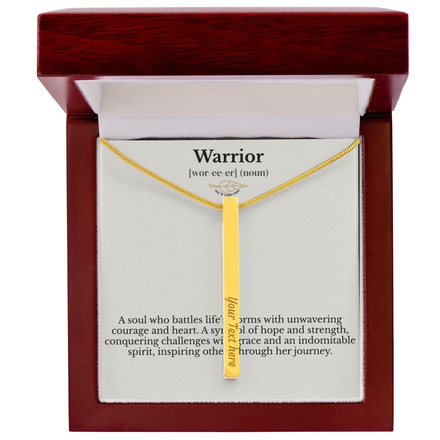Engraved 4-Sided Stick Necklace - Warrior