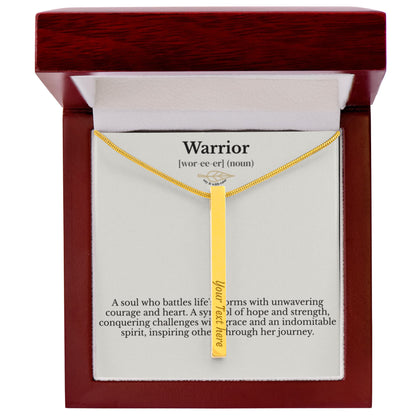 Engraved 4-Sided Stick Necklace - Warrior