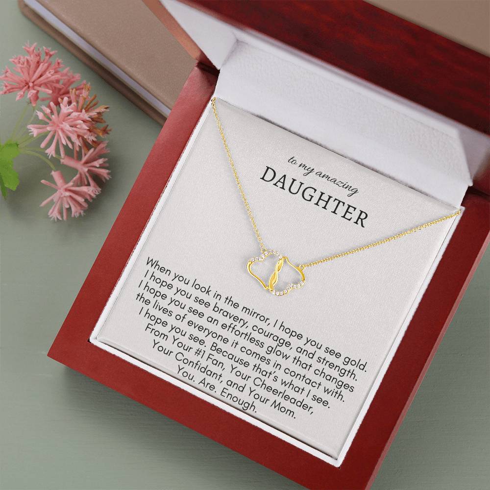 To My Daughter - You Are Enough Everlasting Love Necklace - Solid Gold - Say It With Ease