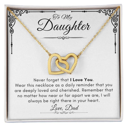 To My Daughter - Never Forget I Love You Interlocking Hearts Necklace - Say It With Ease