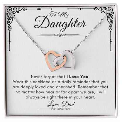 To My Daughter - Never Forget I Love You Interlocking Hearts Necklace - Say It With Ease