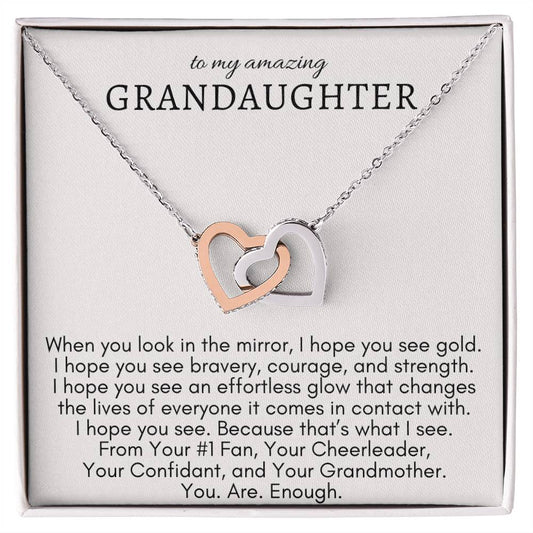 To My Amazing Granddaughter - Interlocked Hearts Necklace