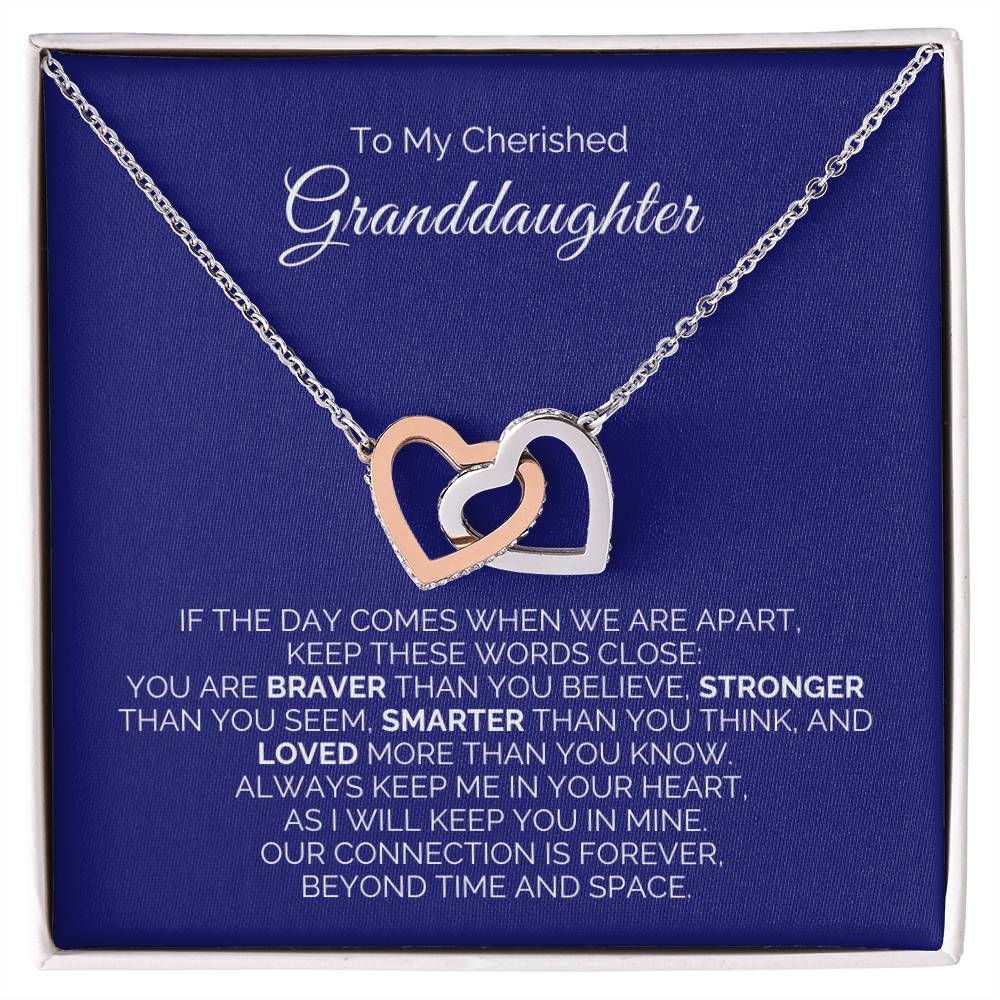 To My Cherished Granddaughter - Interlocking Heart Necklace - Say It With Ease