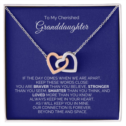 To My Cherished Granddaughter - Interlocking Heart Necklace - Say It With Ease