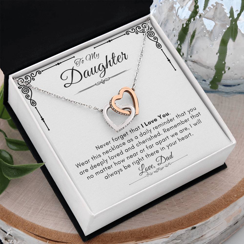 To My Daughter - Never Forget I Love You Interlocking Hearts Necklace - Say It With Ease