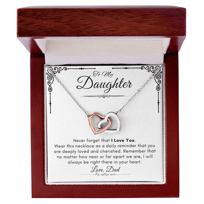 To My Daughter - Never Forget I Love You Interlocking Hearts Necklace - Say It With Ease