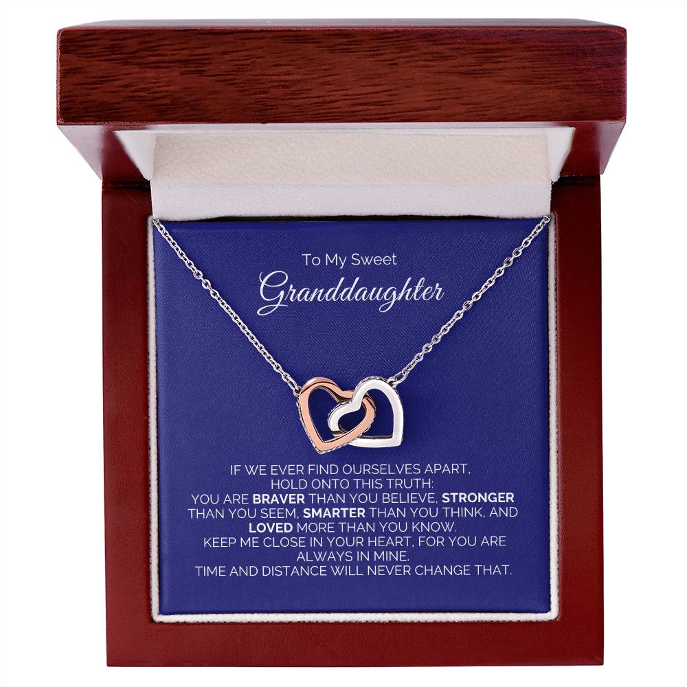 To My Sweet Granddaughter - Interlocking Heart Necklace - Say It With Ease