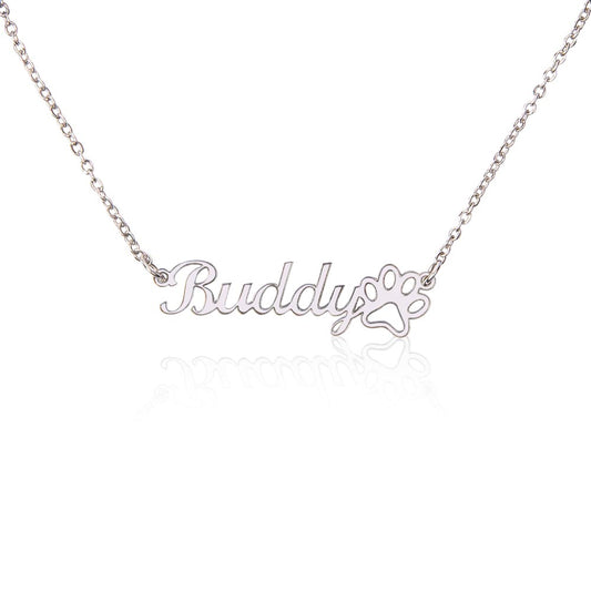 Paw Print Name Necklace - Personalized - Say It With Ease