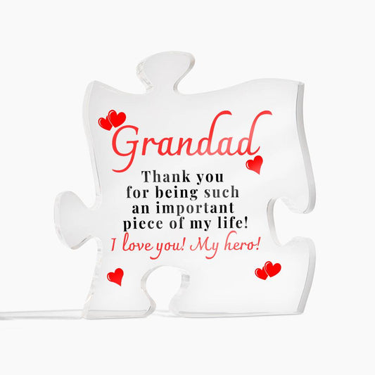 Gift For Grandad - Thank You - Engraved Acrylic Block Puzzle Plaque - Say It With Ease