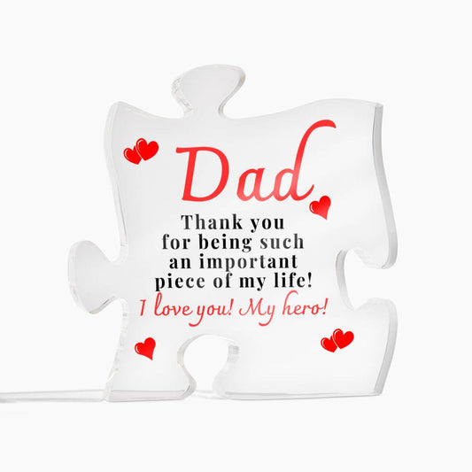 Gift For Dad - Thank You - Engraved Acrylic Block Puzzle Plaque - Say It With Ease