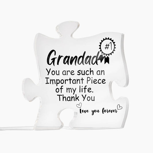 Gift For Grandad - You Are Such An Important Piece - Engraved Acrylic Block Puzzle Plaque - Say It With Ease