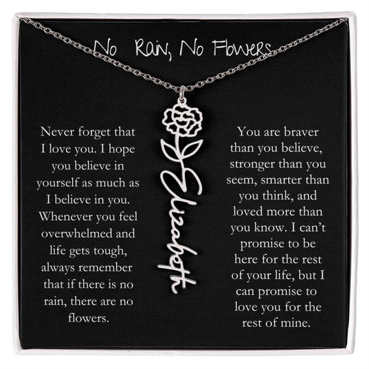 No Rain, No Flowers  - Customized BirthFlower Necklace