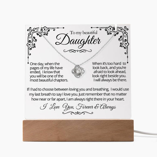 For Daughter, The Most Beautiful Chapter Acrylic & Necklace Bundle