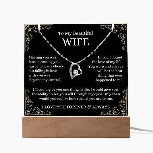 To My Beautiful Wife Forever Love Necklace & Premium Plaque