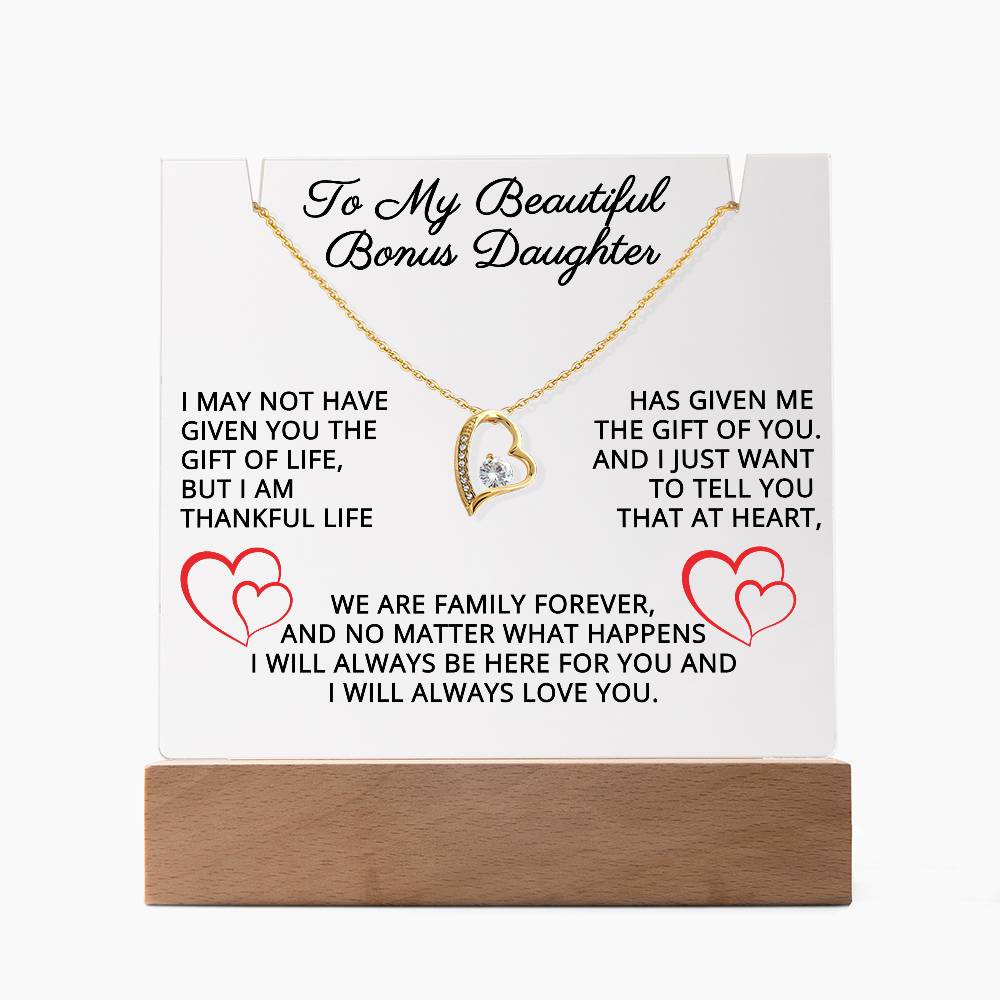 To My Bonus Daughter Acrylic Plaque & Necklace Bundle