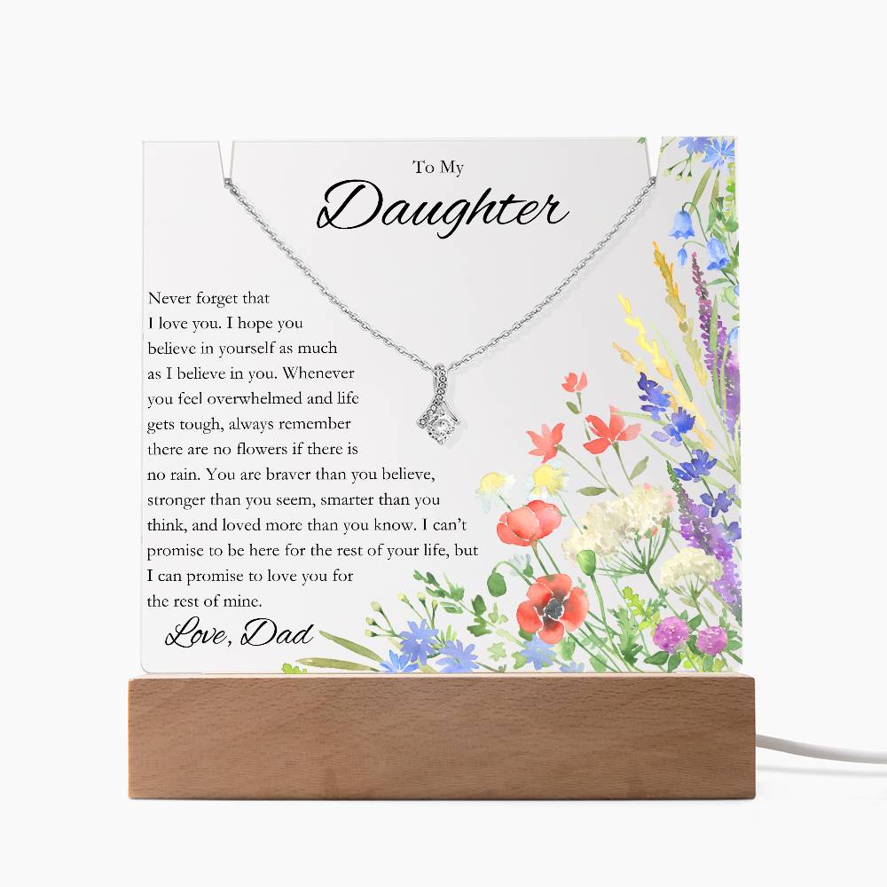 To Daughter, Never Forget That I Love You Plaque & Necklace Bundle