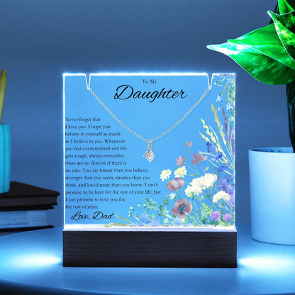 To Daughter, Never Forget That I Love You Plaque & Necklace Bundle