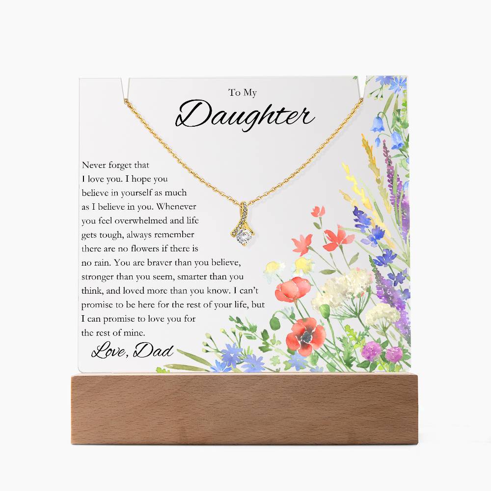 To Daughter, Never Forget That I Love You Plaque & Necklace Bundle