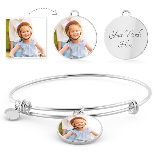 Personalized Circle Pendant Bangle - Say It With Ease