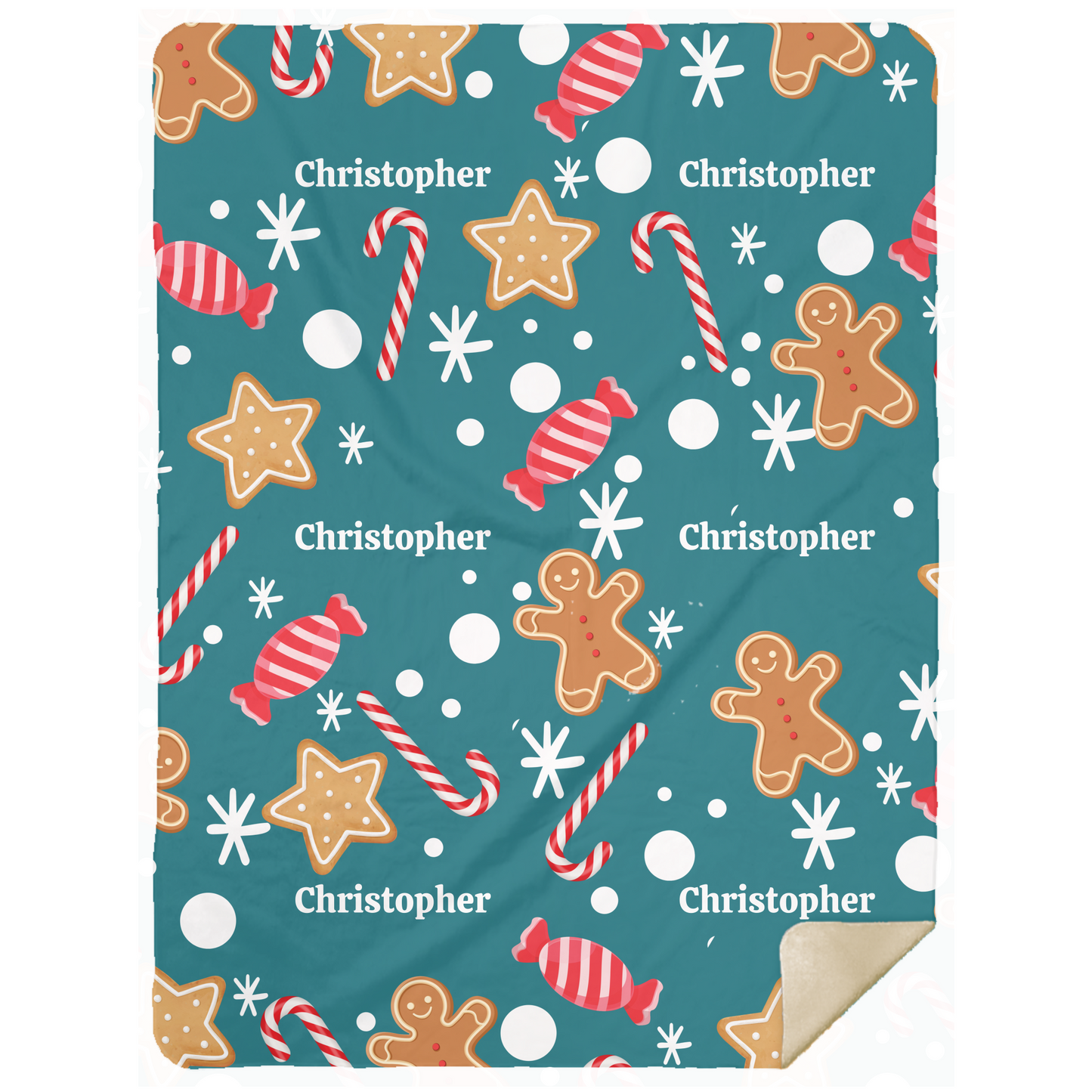 Personalized Gingerbread Candy Cane Blanket