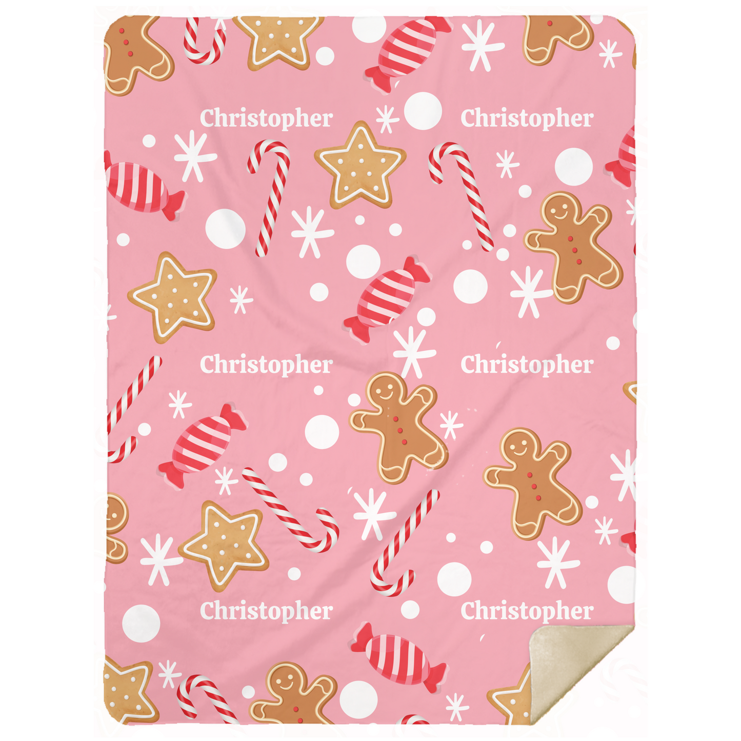 Personalized Gingerbread Candy Cane Blanket