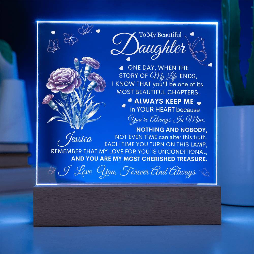 To My Beautiful Daughter - Birth Flower Acrylic Lamp