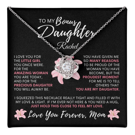 Personalized Proud You Are My Bonus Daughter, Necklace