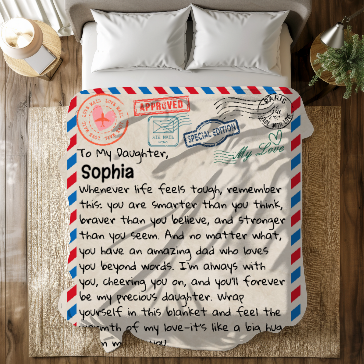 Personalized Postcard Daughter Blanket