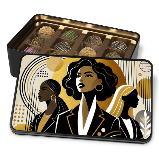 Black Art Keepsake Tin of 12 Handmade Artisan Chocolates