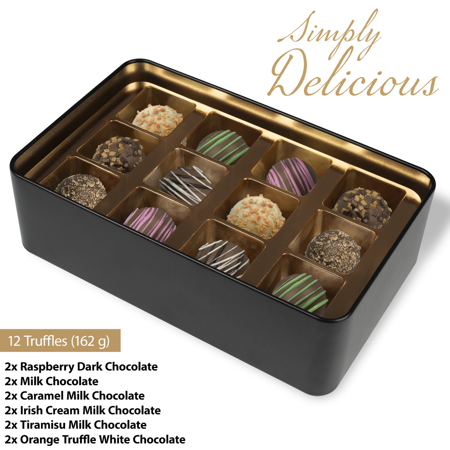 Merry Christmas Keepsake Tin of 12 Handmade Artisan Chocolates