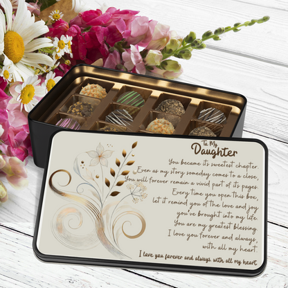 To My Daughter Keepsake Tin of 12 Handmade Artisan Chocolates