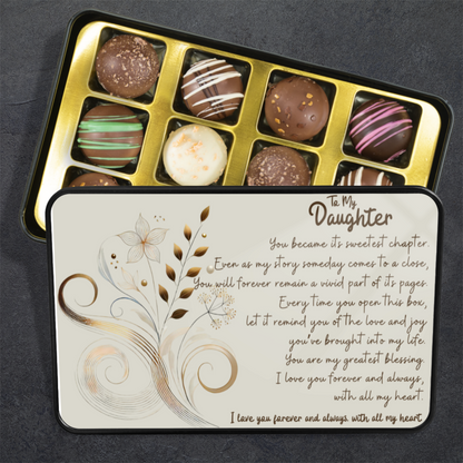 To My Daughter Keepsake Tin of 12 Handmade Artisan Chocolates