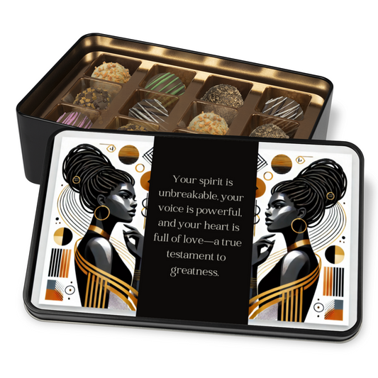 Testament To Greatness Keepsake Tin of 12 Handmade Artisan Chocolates