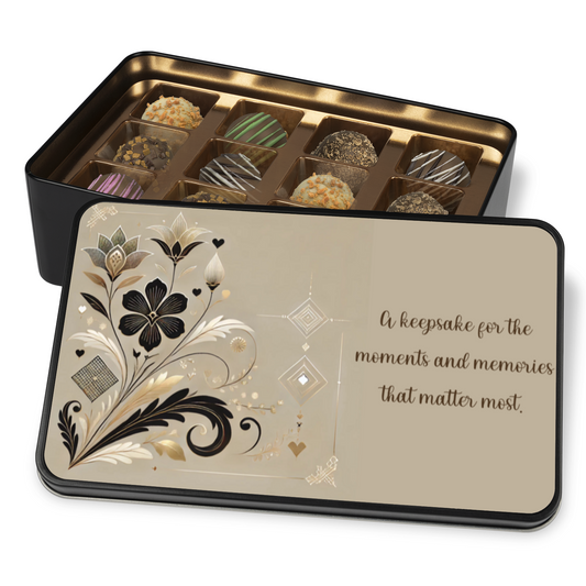 Moments & Memories Keepsake Tin of 12 Handmade Artisan Chocolates