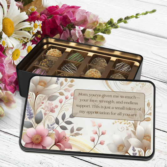 Mom, Keepsake Tin of 12 Handmade Artisan Chocolates