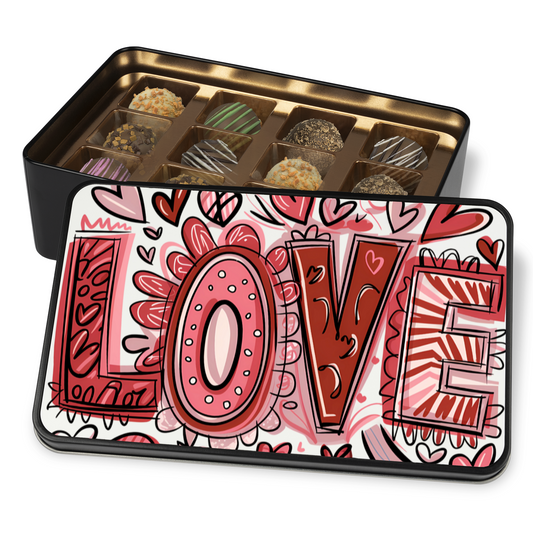 "LOVE" Keepsake Tin of 12 Handmade Artisan Chocolates