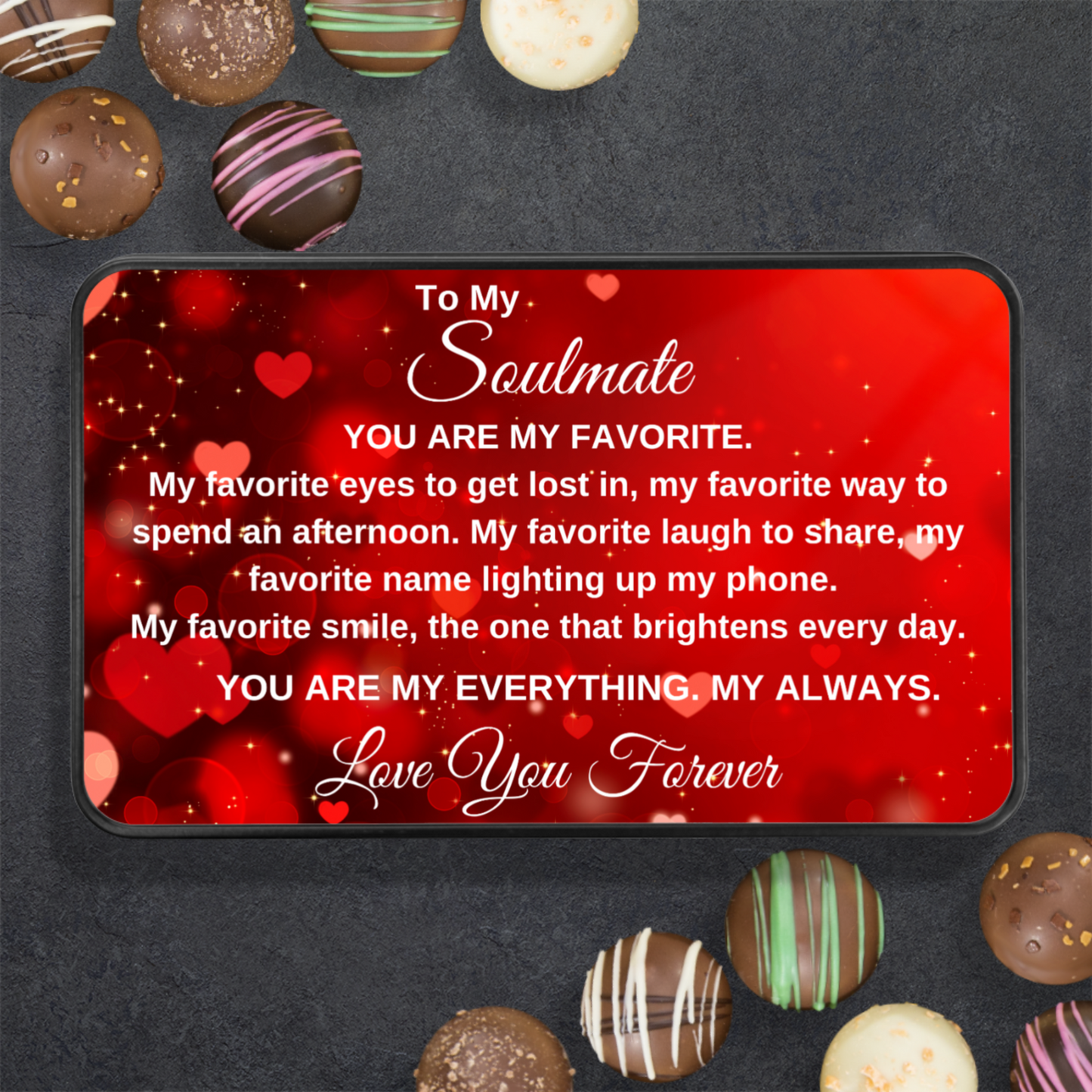 Soulmate Keepsake Tin of 12 Handmade Artisan Chocolates