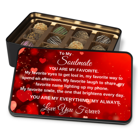 Soulmate Keepsake Tin of 12 Handmade Artisan Chocolates